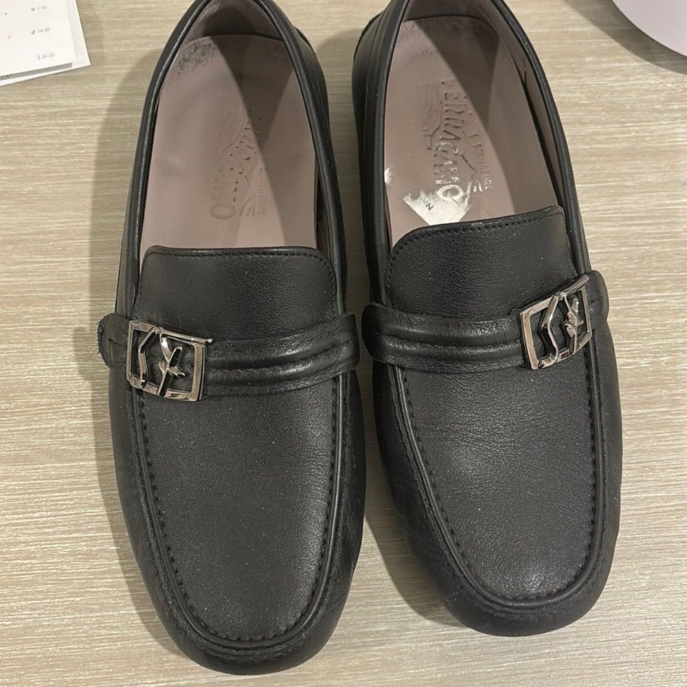 Ferragamo black men’s shoes size 7.5 lightly worn.